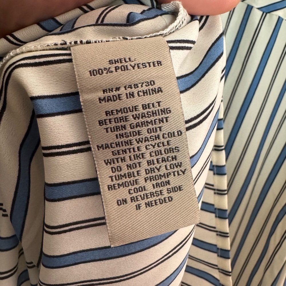 ECI New York Blue and White Striped Long Sleeve Shirt  Dress - Picture 9 of 9
